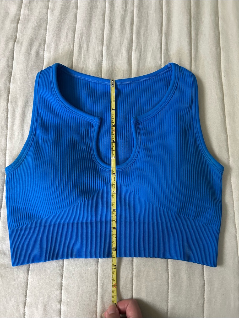 Blue Ribbed Cropped Tank - Picture 3 of 5